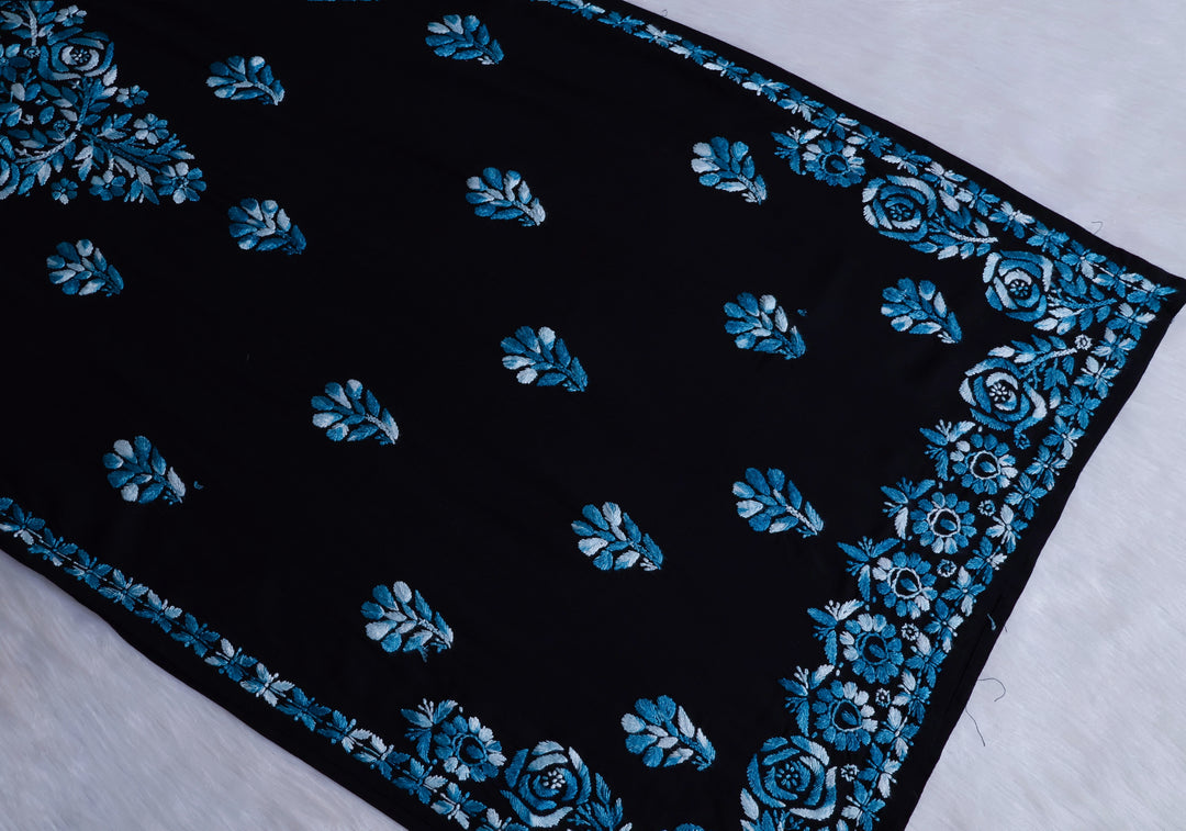 Gulaab Black & Royal Blue Ombre Long Rayon Kurta