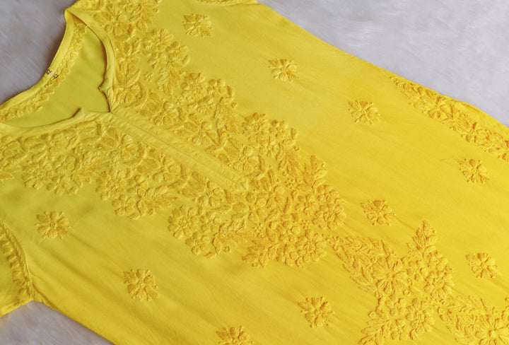 Sarah Lemon Yellow Long Ombre Rayon Kurta