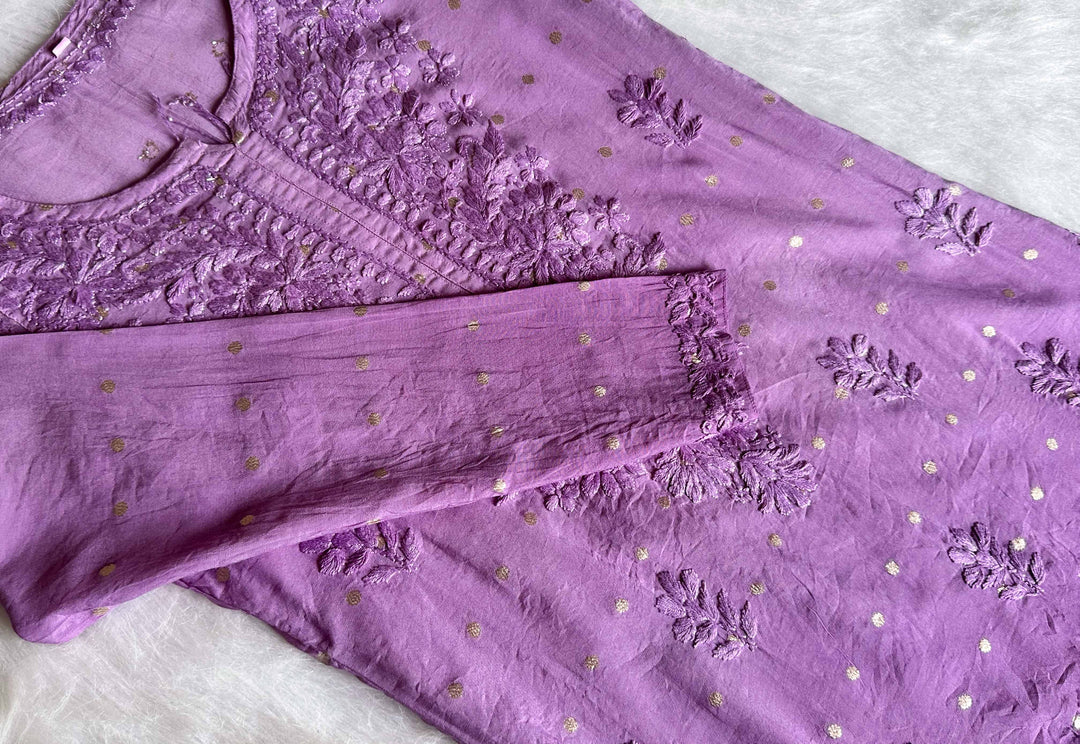 Nazakat Dusty Purple Long Chanderi Kurta