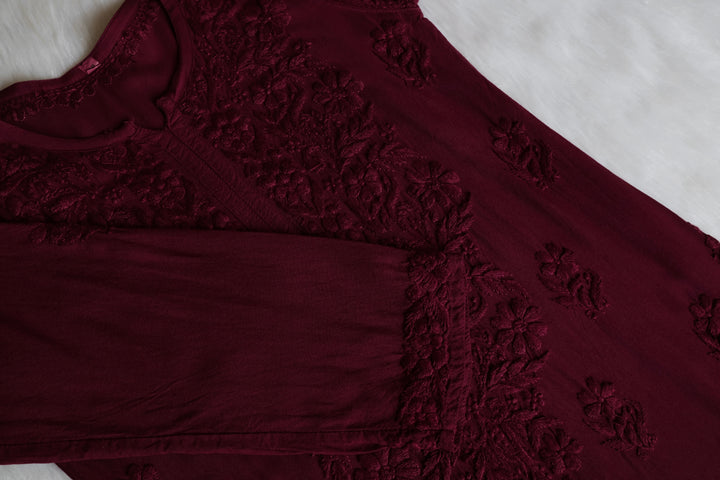 Farhaa Maroon 2 piece Rayon set