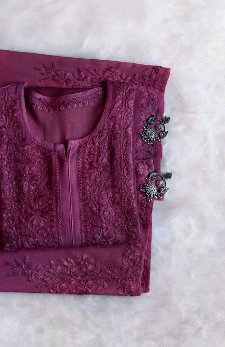 Aayat Smoky Purple Rayon Kurta Pant set