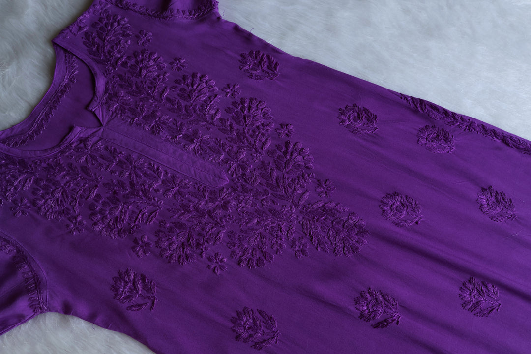 Alvira Purple Ombre Long Rayon Kurta