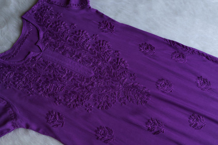 Alvira Purple Ombre Long Rayon Kurta