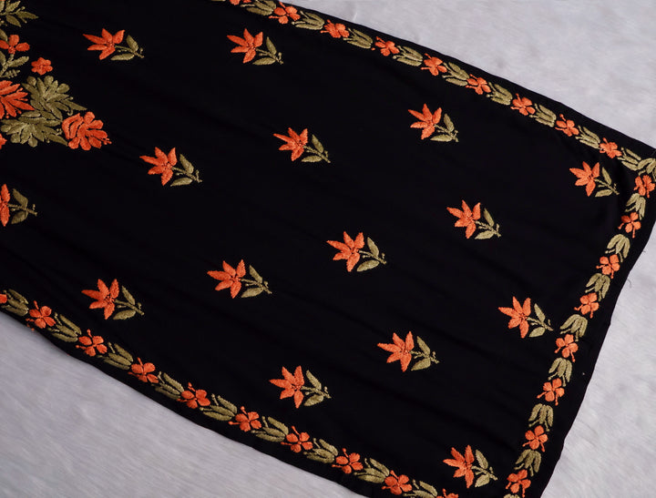Gulaab Black, Saffron & Green Rayon Kurta Set