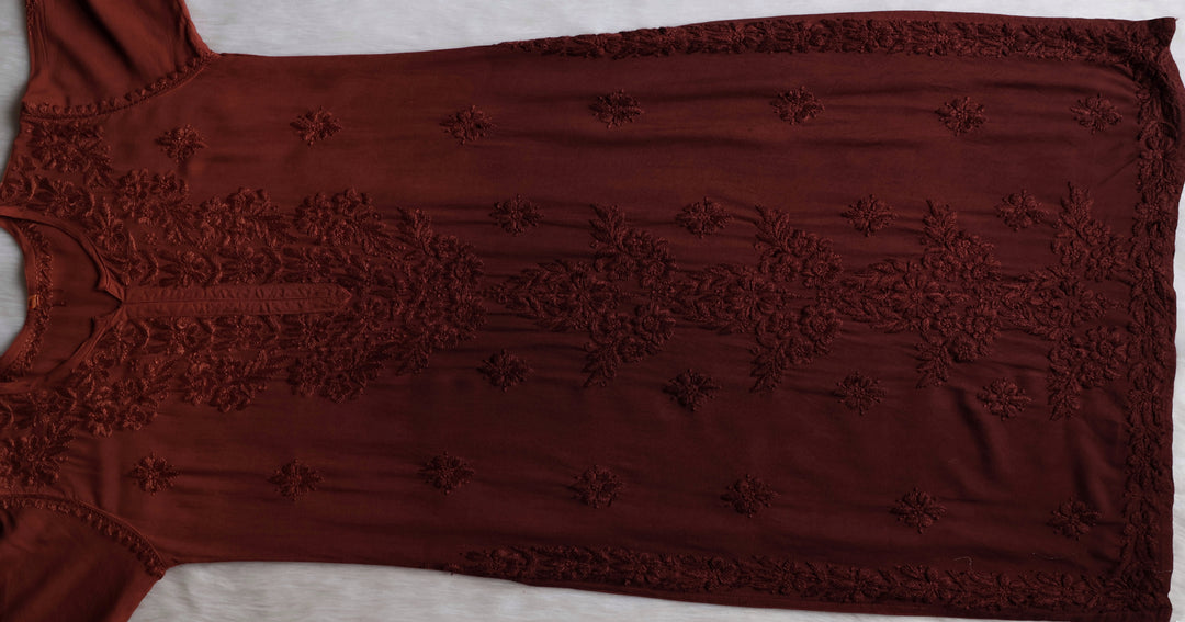 Sarah Chocolate Brown Long Ombre Rayon Kurta