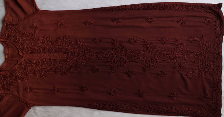 Sarah Chocolate Brown Long Ombre Rayon Kurta