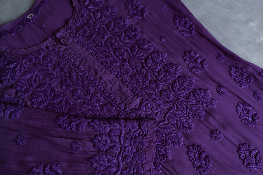 MehrNaaz Deep Purple Pure Muslin Kurta