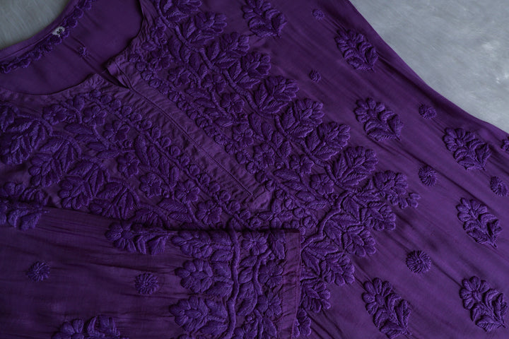 MehrNaaz Deep Purple Pure Muslin Kurta