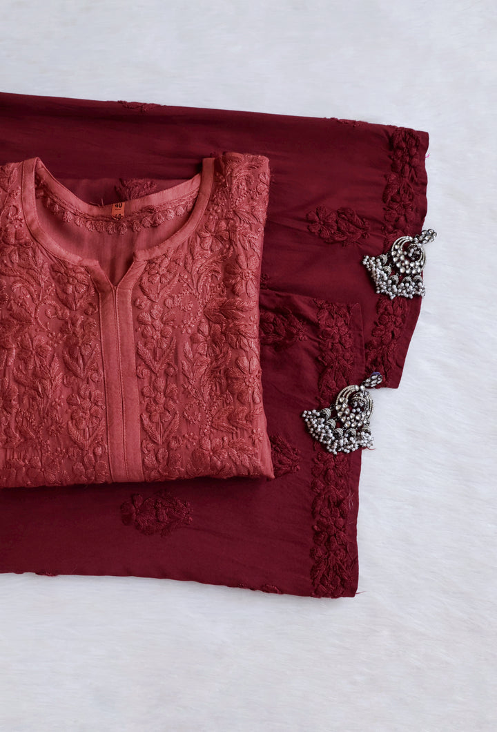 Farhaa Rose Brown 2 piece Rayon set
