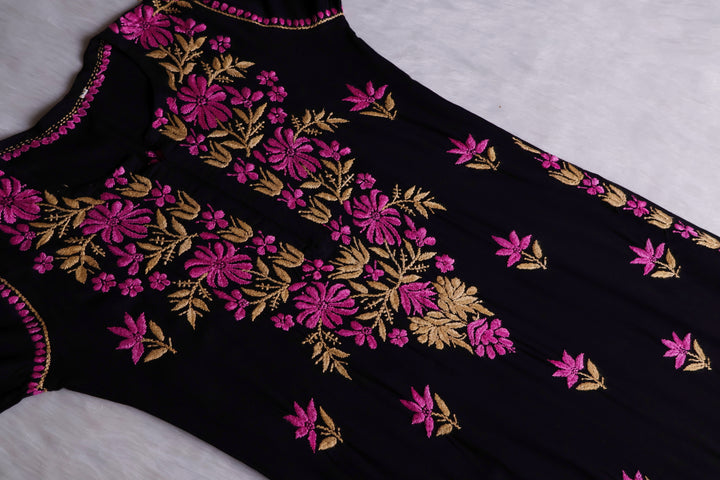 Gulaab Black, Pink & Beige Rayon Kurta Set