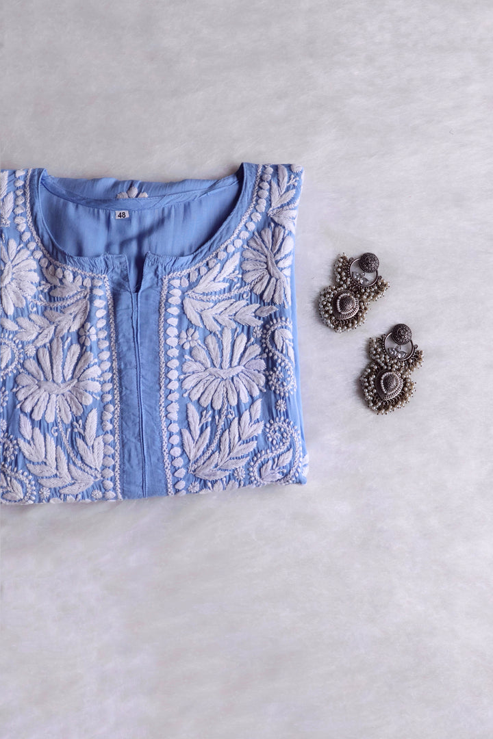 Mahnoor Ice Blue Long Modal Kurta
