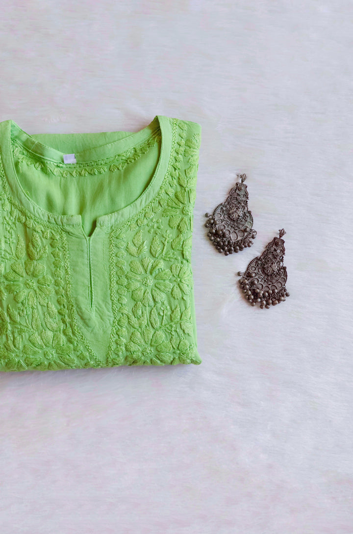 Aliyah Lime Green Short Rayon Kurta
