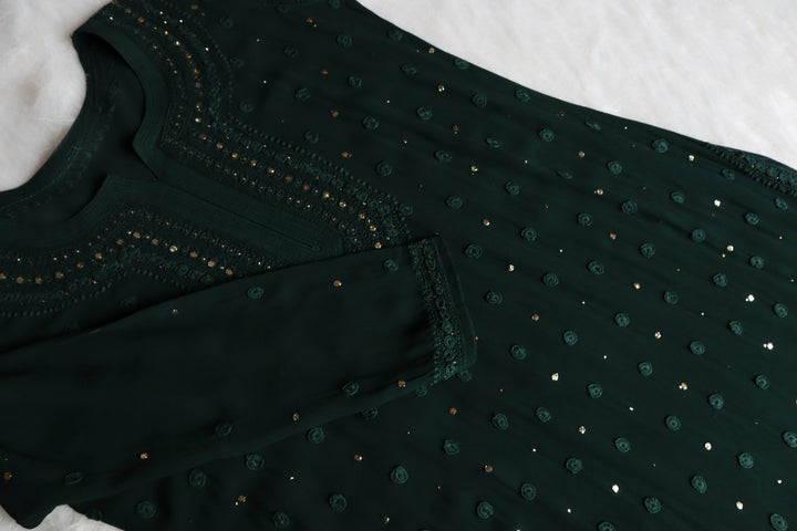 Mahaa Dark Green Viscose Georgette Kurta