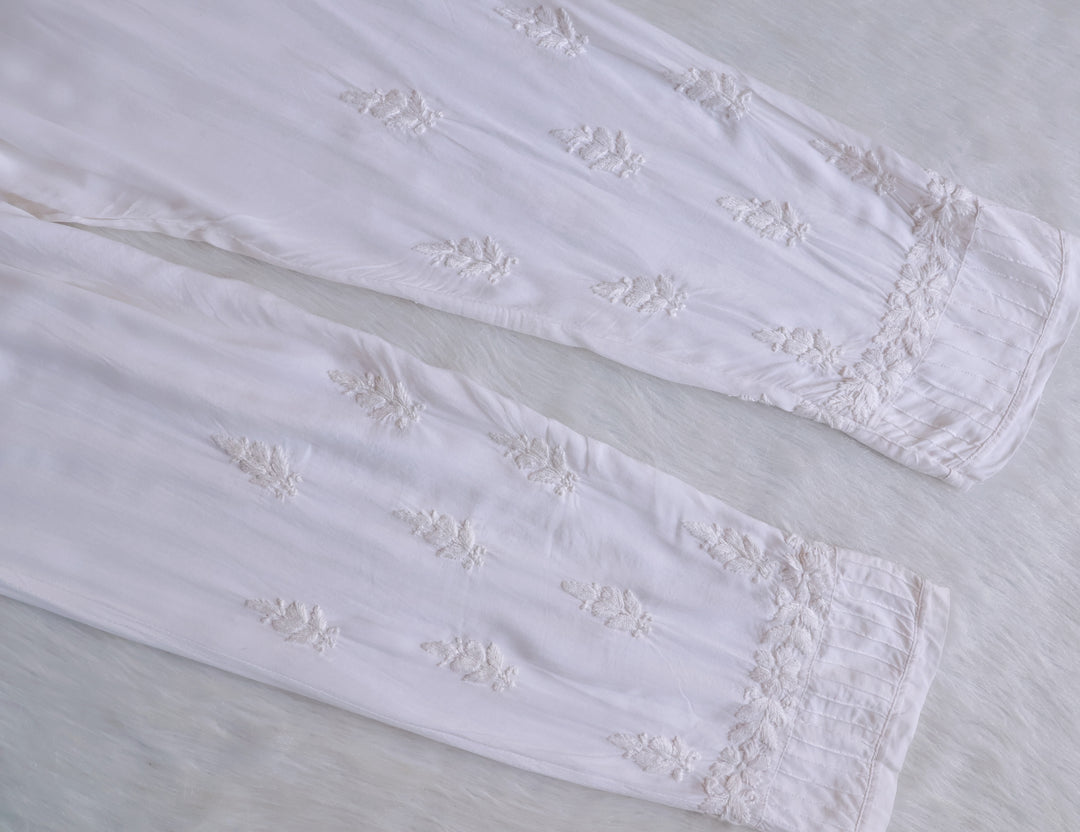 Mirha White Sleeveless Modal Kurta Set