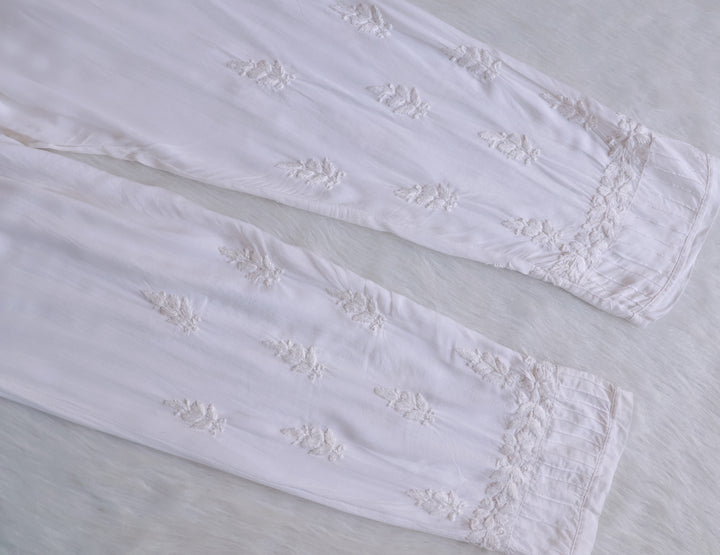Mirha White Sleeveless Modal Kurta Set