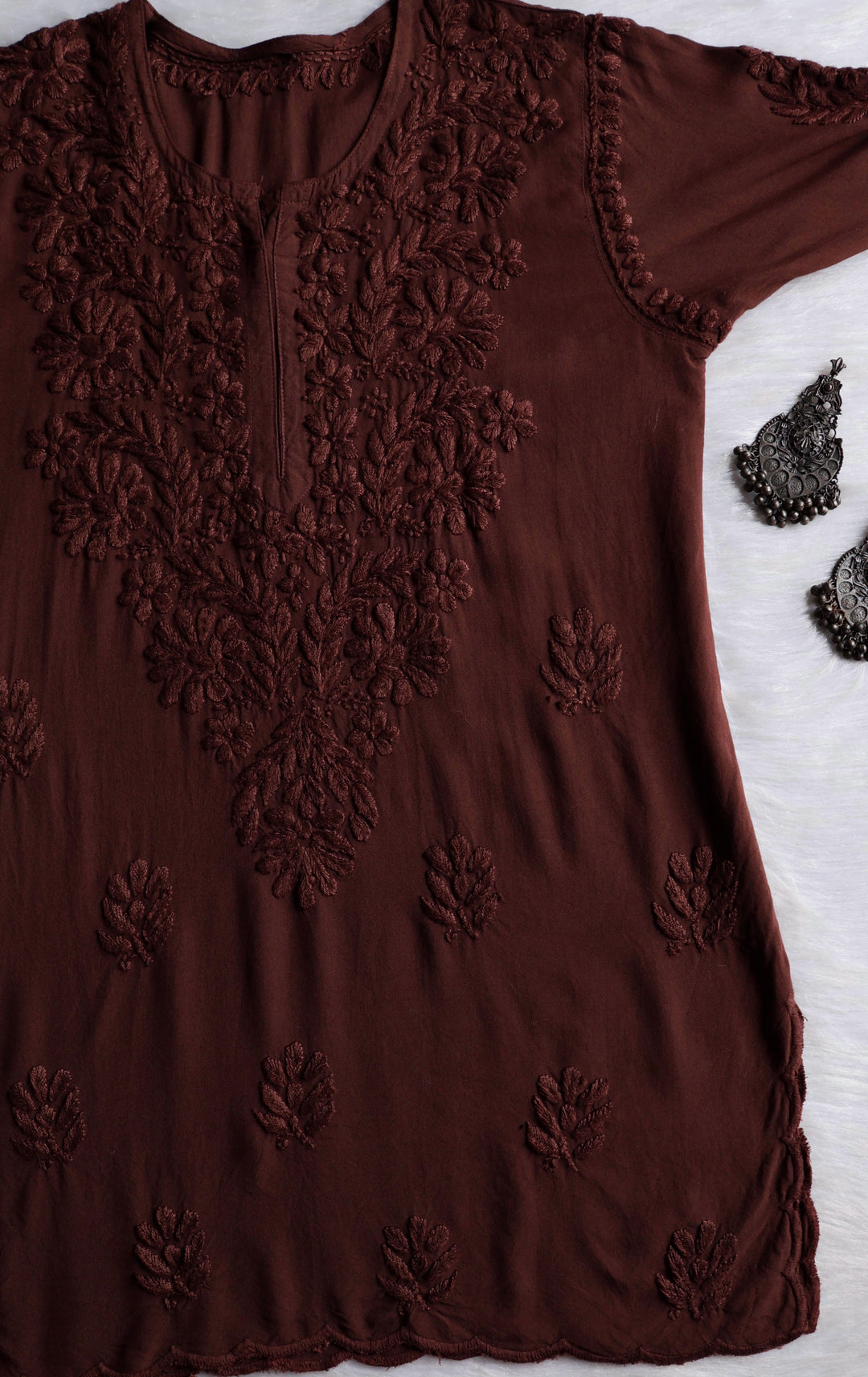 Gul Chocolate Brown Scalloped Short Kurta