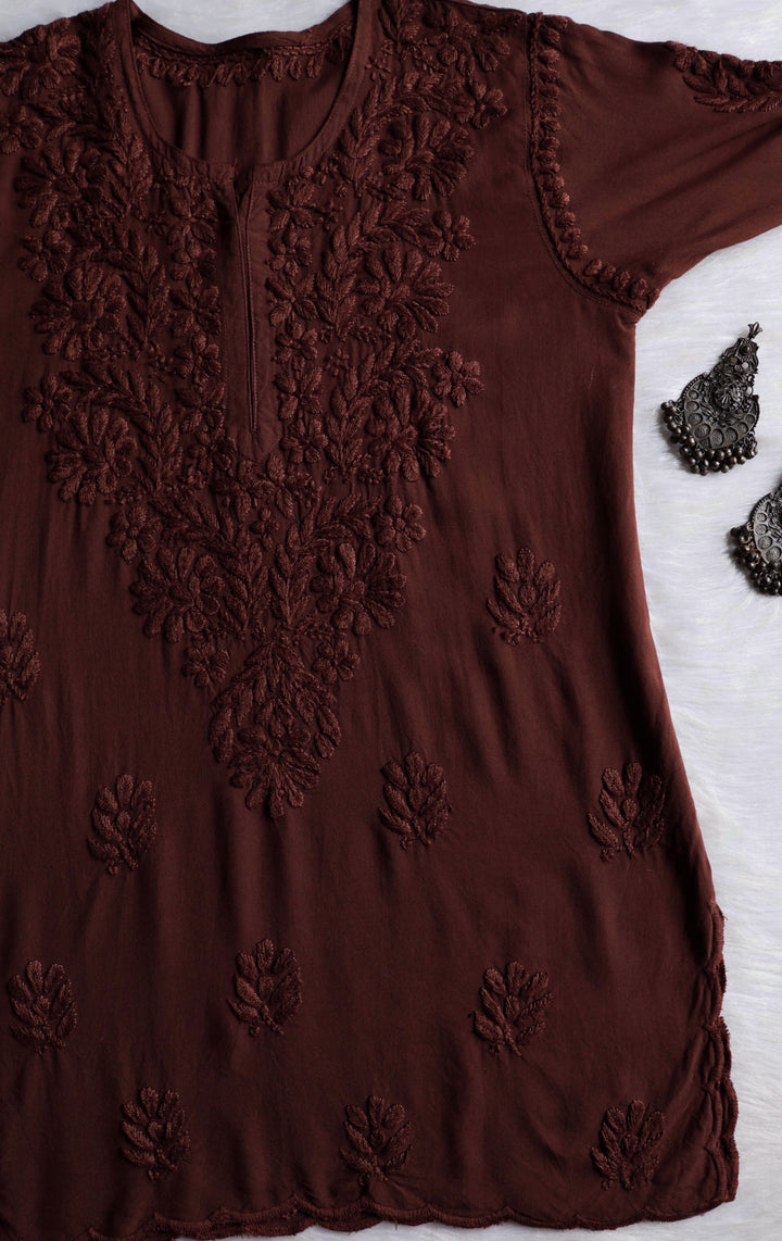 Gul Chocolate Brown Scalloped Short Kurta