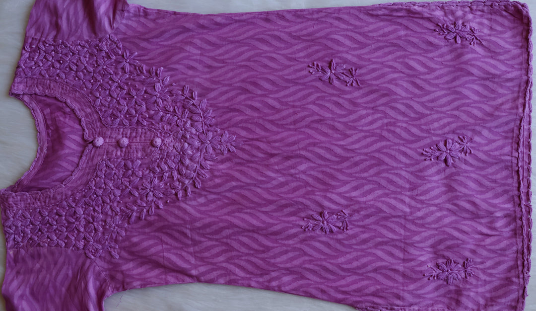 Zaina Lavender Short Jacquard Cotton kurta