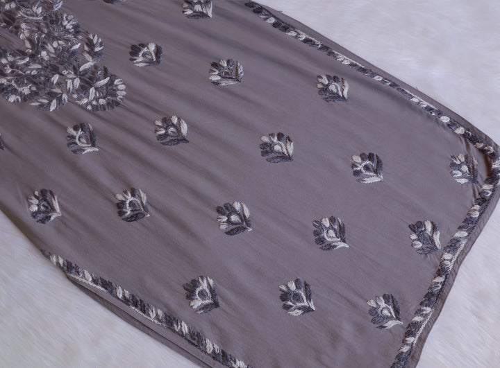 Nuresa Grey Ombre Thread Long Rayon Kurta