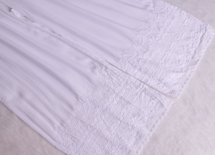 White Chikankari Rayon Lace Palazzo