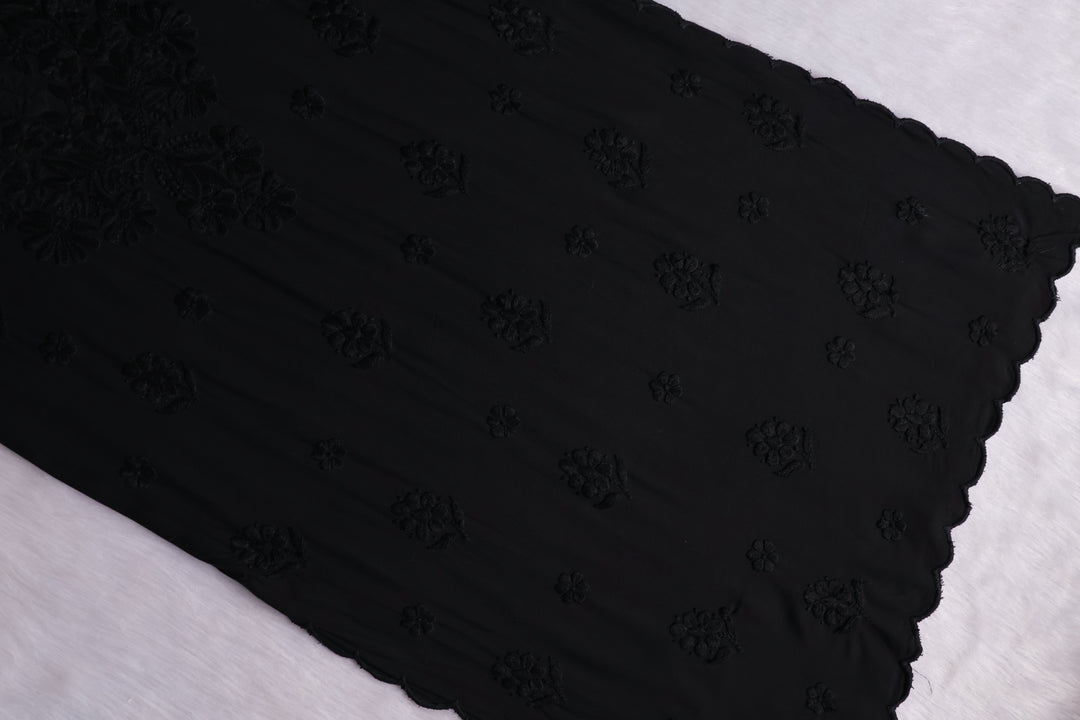 Gul Black Scalloped Long Rayon Kurta