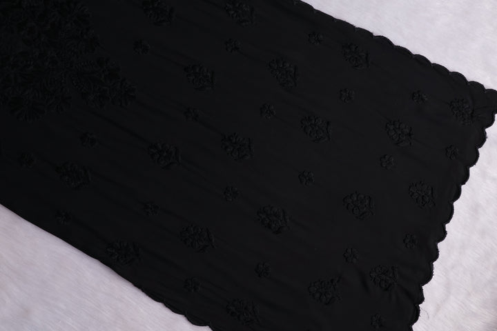 Gul Black Scalloped Long Rayon Kurta