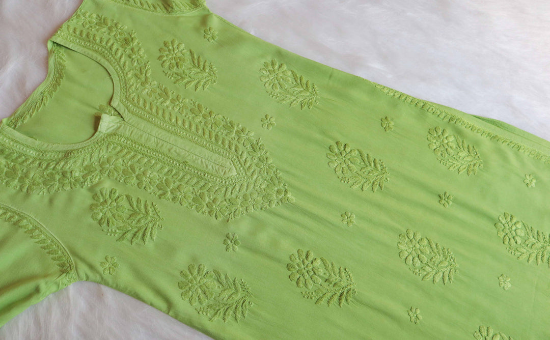 Laila Lime Green Ombre Long Rayon Kurta