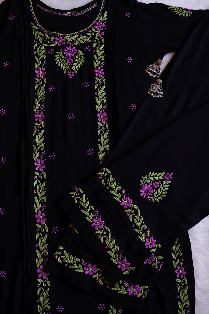 Firdaus Black & Lavender Modal Kurta Set