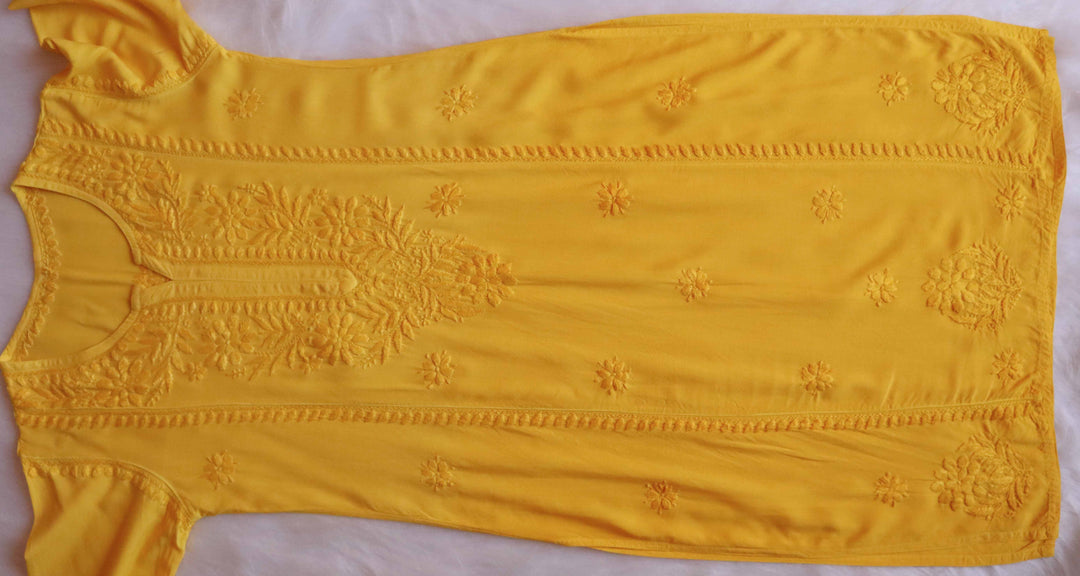 Zainab Yellow Ombre Long Rayon Kurta