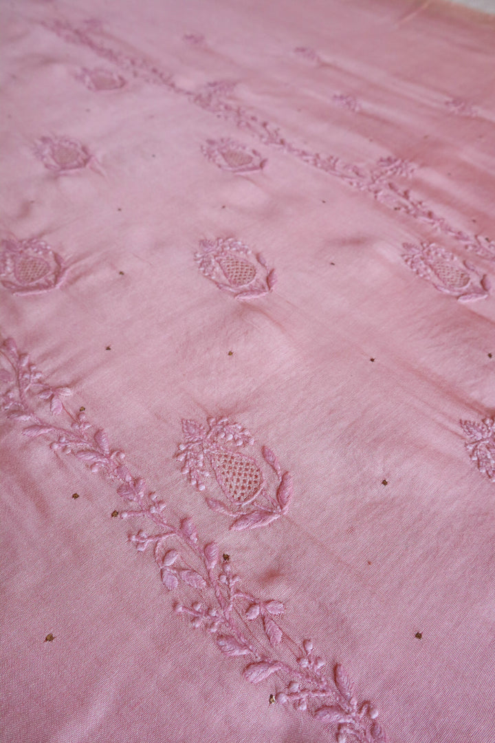 Tea Rose Muslin Silk Unstitched Kurta with dupatta