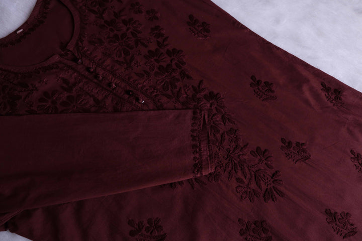 Aafia Chocolate Brown Long Cotton kurta