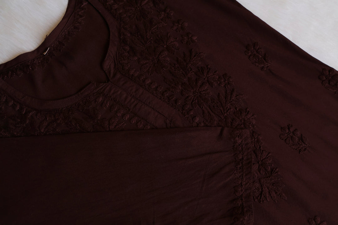 Aliyah Chocolate Brown Short Rayon Kurta