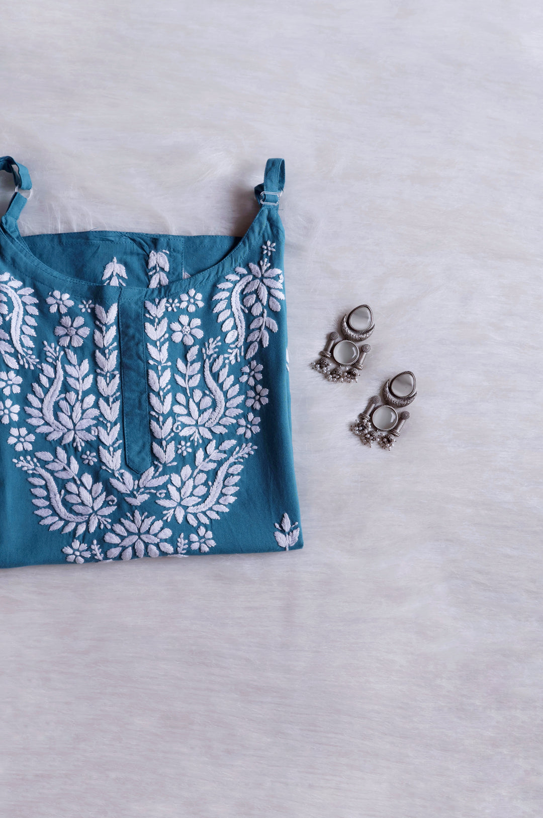 Mirha Sea Blue Short Sleeveless Kurta