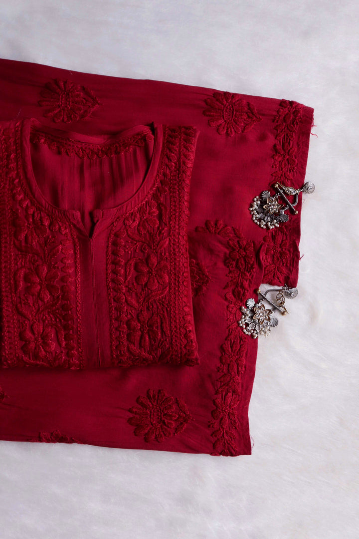 Duaa Maroon Modal Kurta Pant set
