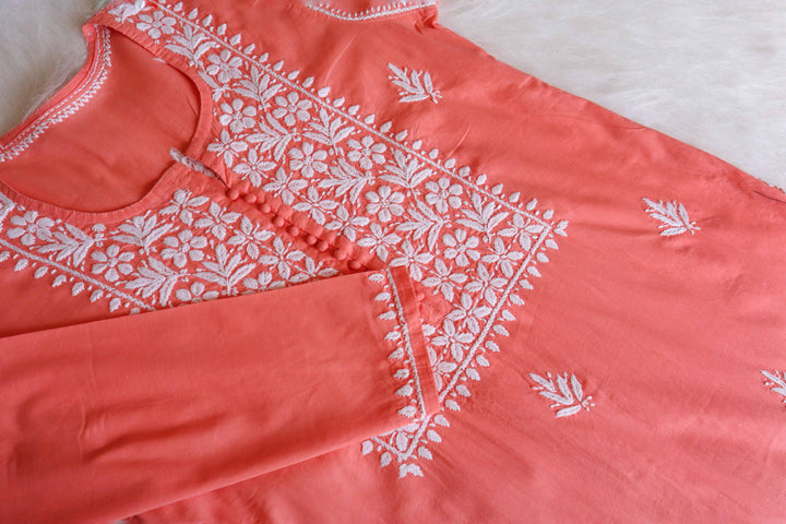 Zyra Peach Cotton Kurta