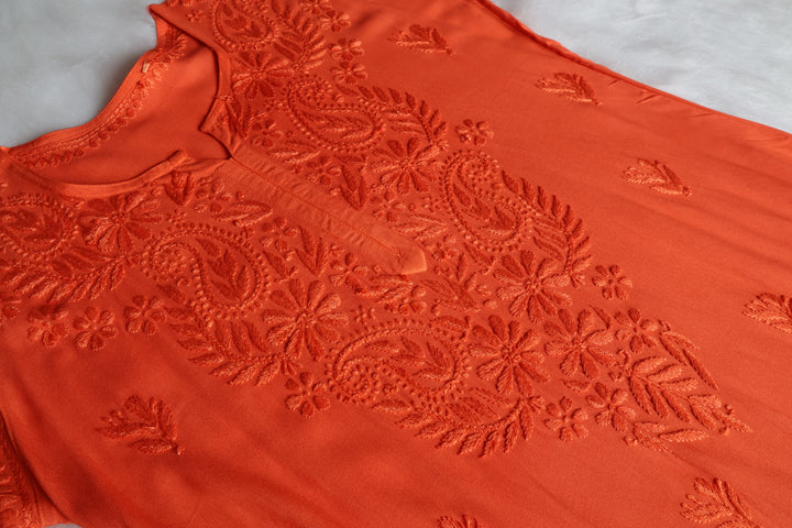 Zahrah Rust Ombre Long Rayon Kurta