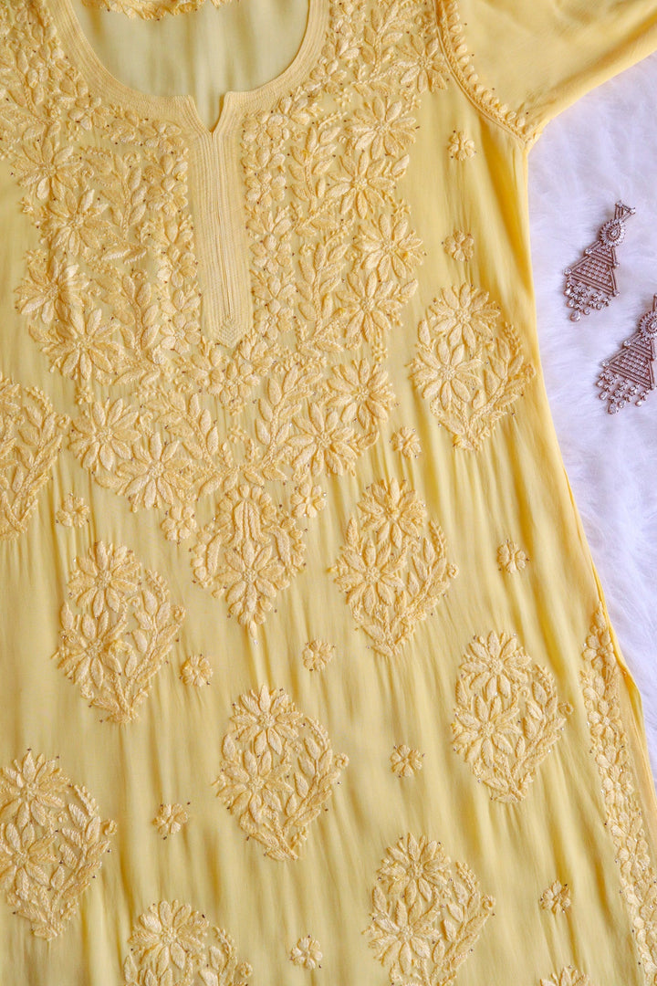 Hoor Yellow Viscose Georgette Kurta