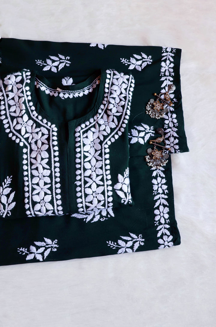 Amaara Deep Green Rayon Kurta Set