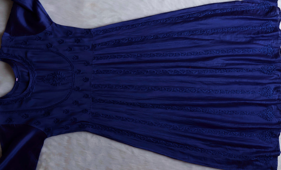 Naqsh Royal Blue Pure Chanderi Silk Anarkali
