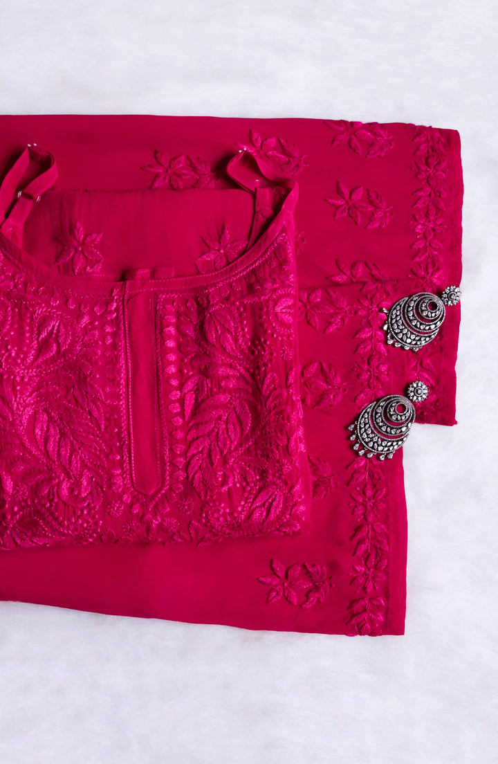 Zimra Deep Pink Viscose Sleeveless Set
