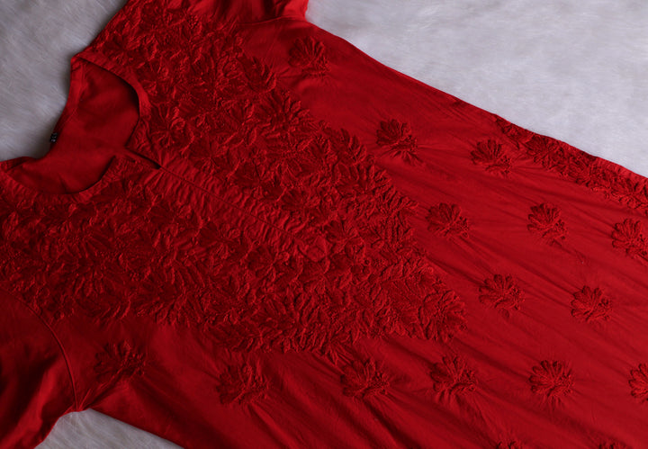 Anah Red Pure Cotton Kurta