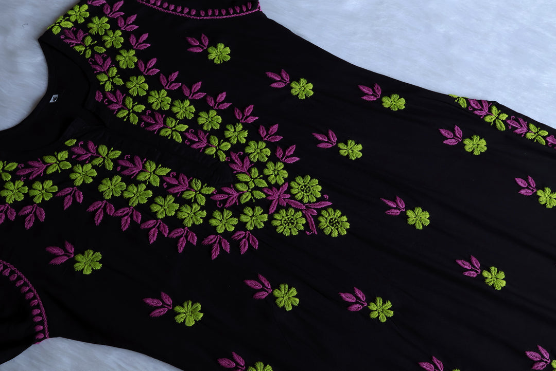 Gulbahaar Black & Lavender Rayon Kurta Set