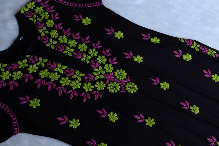 Gulbahaar Black & Lavender Rayon Kurta Set