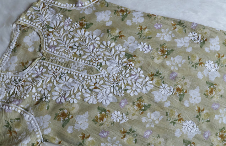 Maira Olive Green Mulmul Long Kurta
