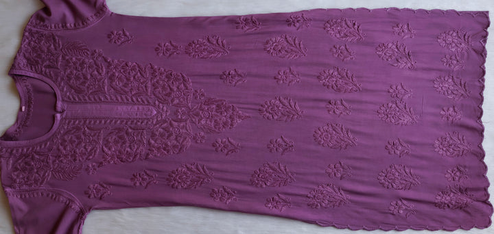 Alishba Dusty Purple Scalloped Rayon set