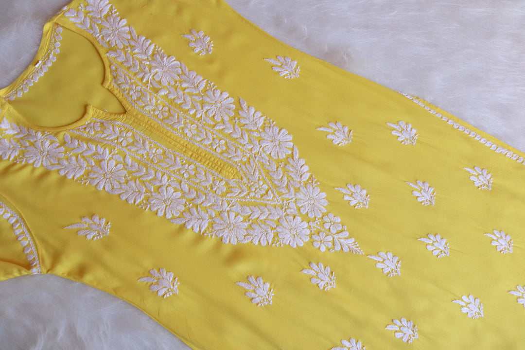 Zainab Yellow Rayon Kurta Pant set