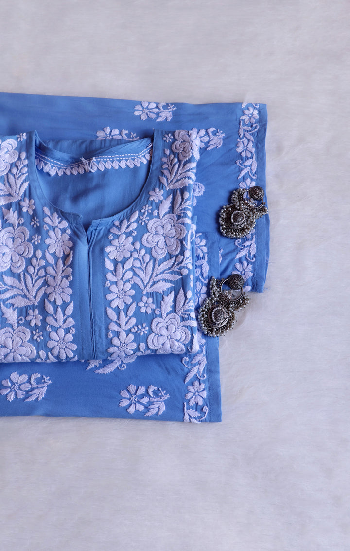 Benafsha Ice Blue Rayon Kurta Pant set