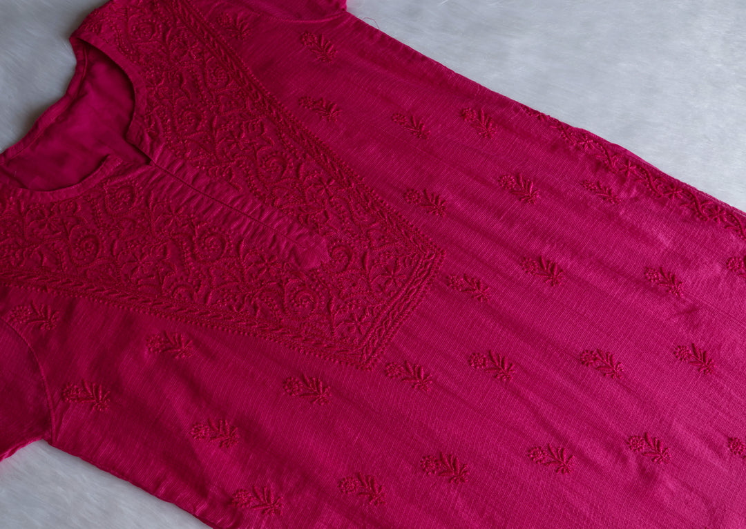 Renisa Deep Pink Soft Kota Kurta