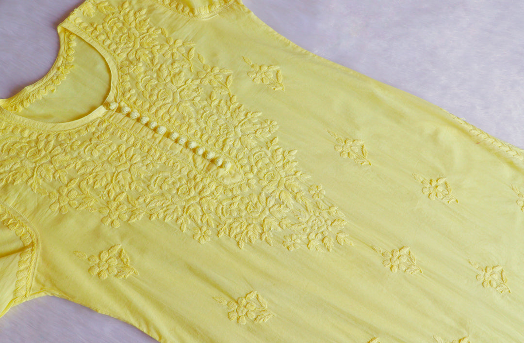Aayat Lemon Yellow Cotton Kurta