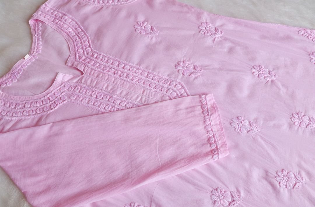 Saleha Baby Pink Cotton Kurta